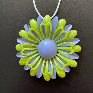 Vintage chartreuse and lavender brooch / necklace